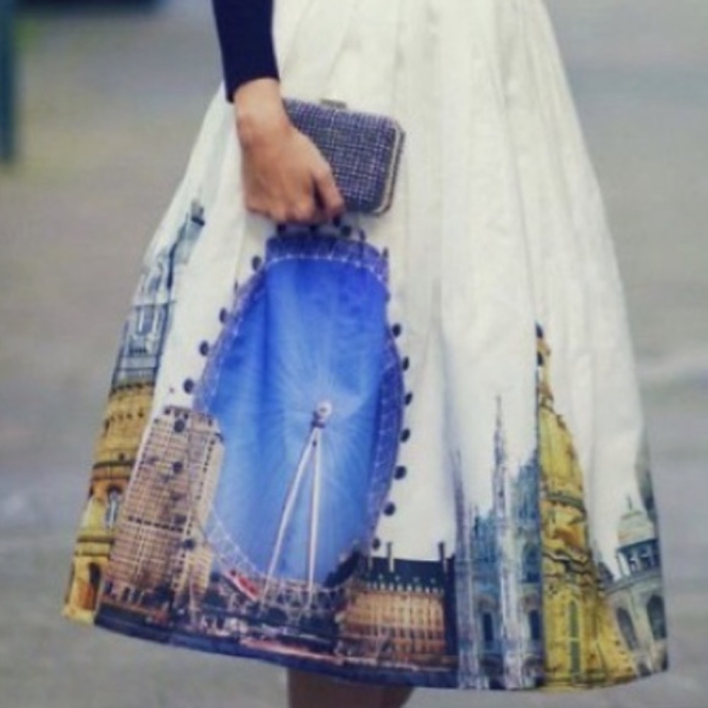 Chicwish Scenic Print Midi Skirt